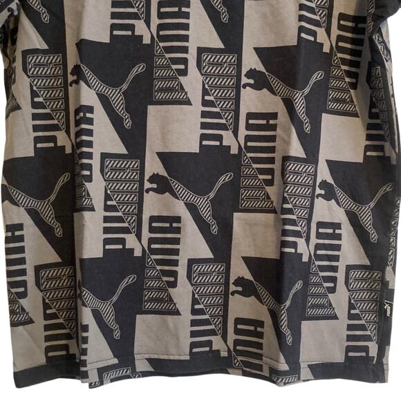 Puma Black Gray Power AOP All Over Print Logo Regular Fit T Shirt Size Medium - Picture 9 of 16